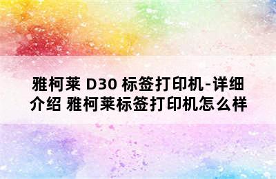 雅柯莱 D30 标签打印机-详细介绍 雅柯莱标签打印机怎么样